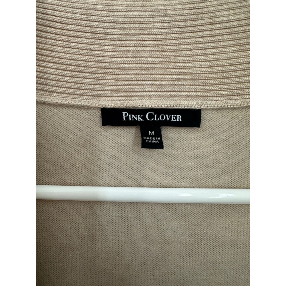 Women's Pink Clover Oatmeal Beige Cardigan - Picture 2 of 6